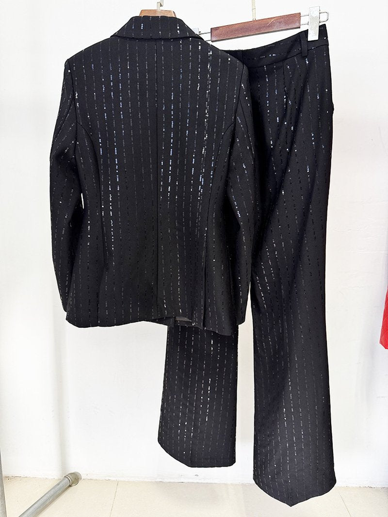 Double-Breasted Embellished Tuxedo Suit H7039