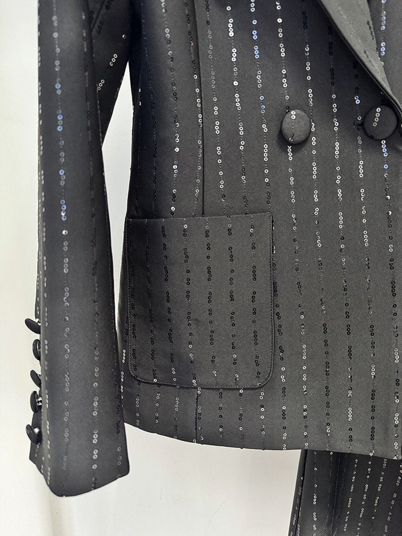 Double-Breasted Embellished Tuxedo Suit H7039