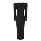 Double Breasted Puff Sleeve Midi Dress H6165