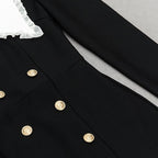 Double Breasted Puff Sleeve Midi Dress H6165