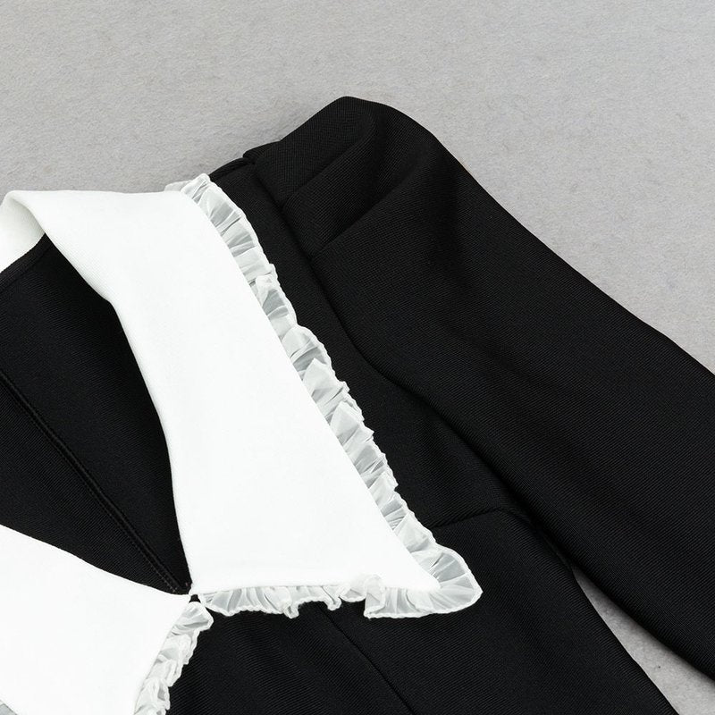 Double Breasted Puff Sleeve Midi Dress H6165