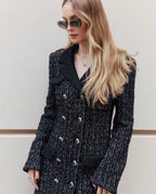 Double-Breasted Tweed Coat with Tulle Skirt H7128