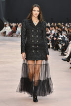 Double-Breasted Tweed Coat with Tulle Skirt H7128