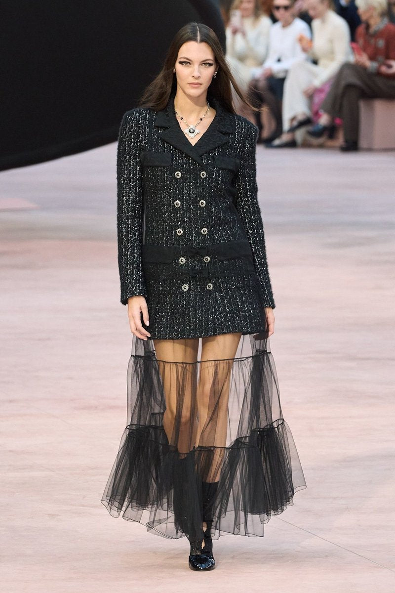 Double-Breasted Tweed Coat with Tulle Skirt H7128