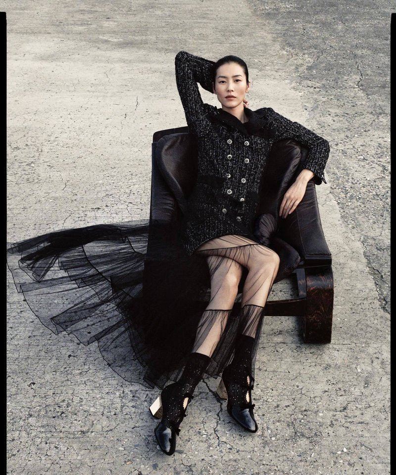 Double-Breasted Tweed Coat with Tulle Skirt H7128
