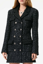 Double-Breasted Tweed Coat with Tulle Skirt H7128