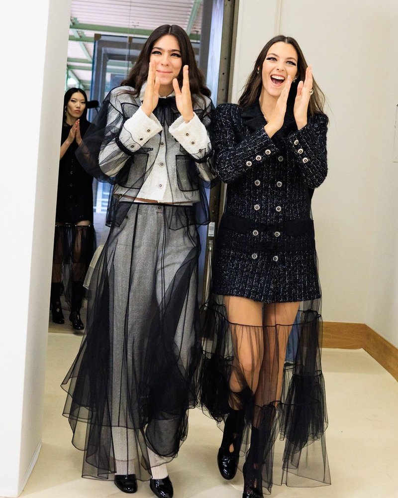 Double-Breasted Tweed Coat with Tulle Skirt H7128