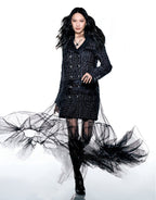 Double-Breasted Tweed Coat with Tulle Skirt H7128