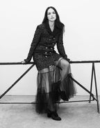 Double-Breasted Tweed Coat with Tulle Skirt H7128