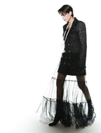 Double-Breasted Tweed Coat with Tulle Skirt H7128
