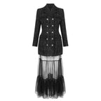 Double-Breasted Tweed Coat with Tulle Skirt H7128