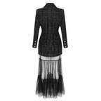Double-Breasted Tweed Coat with Tulle Skirt H7128