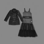 Double-Breasted Tweed Coat with Tulle Skirt H7128
