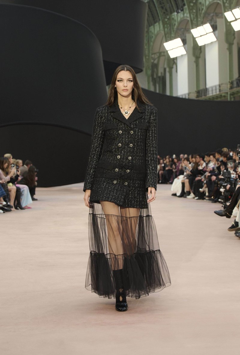 Double-Breasted Tweed Tulle Maxi Dress H7128