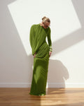Draped Long Sleeve Green Maxi Dress H7097