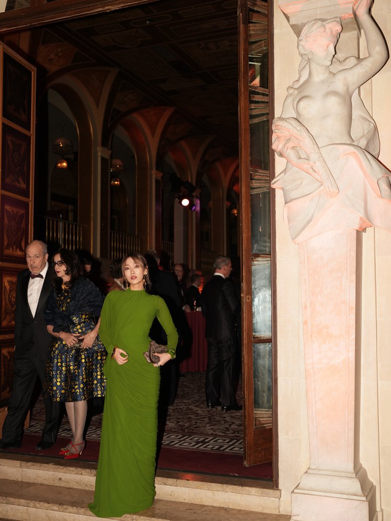 Draped Long Sleeve Green Maxi Dress H7097