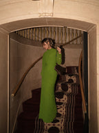 Draped Long Sleeve Green Maxi Dress H7097