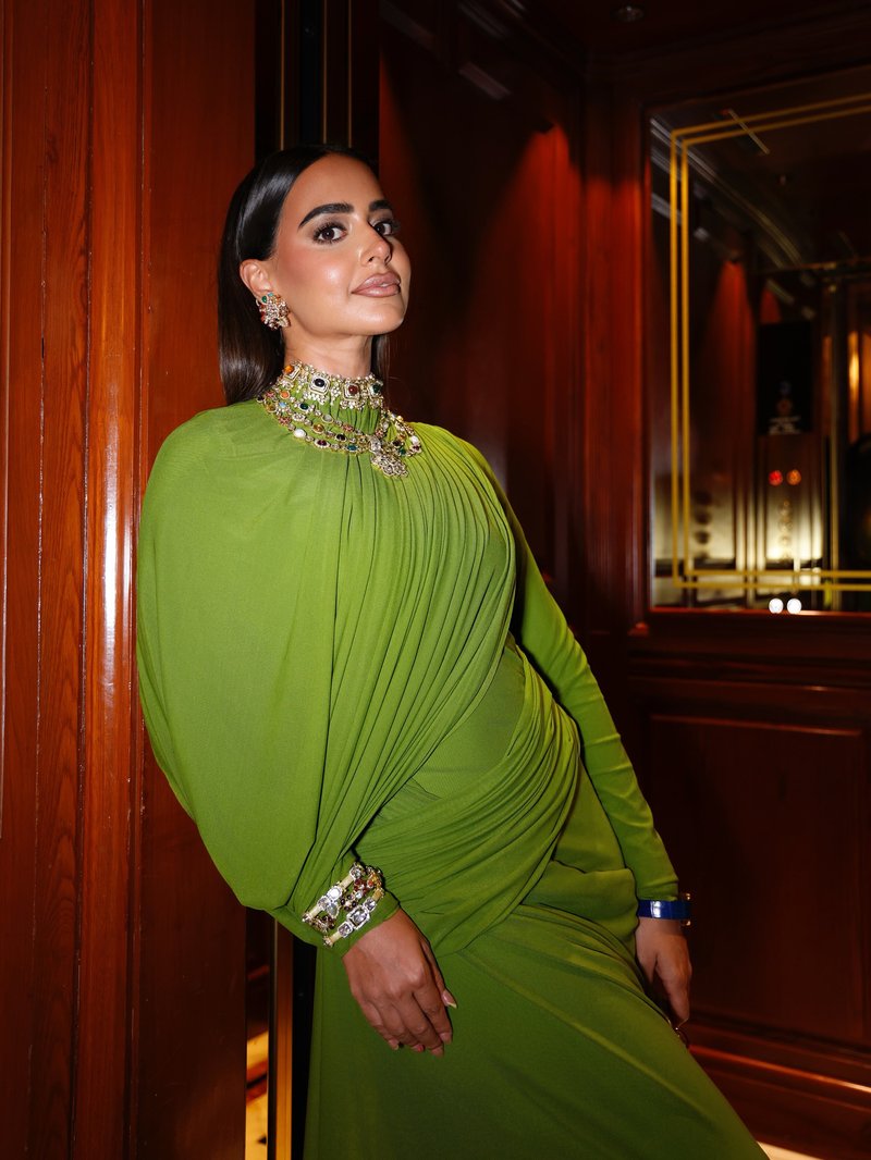 Draped Long Sleeve Green Maxi Dress H7097