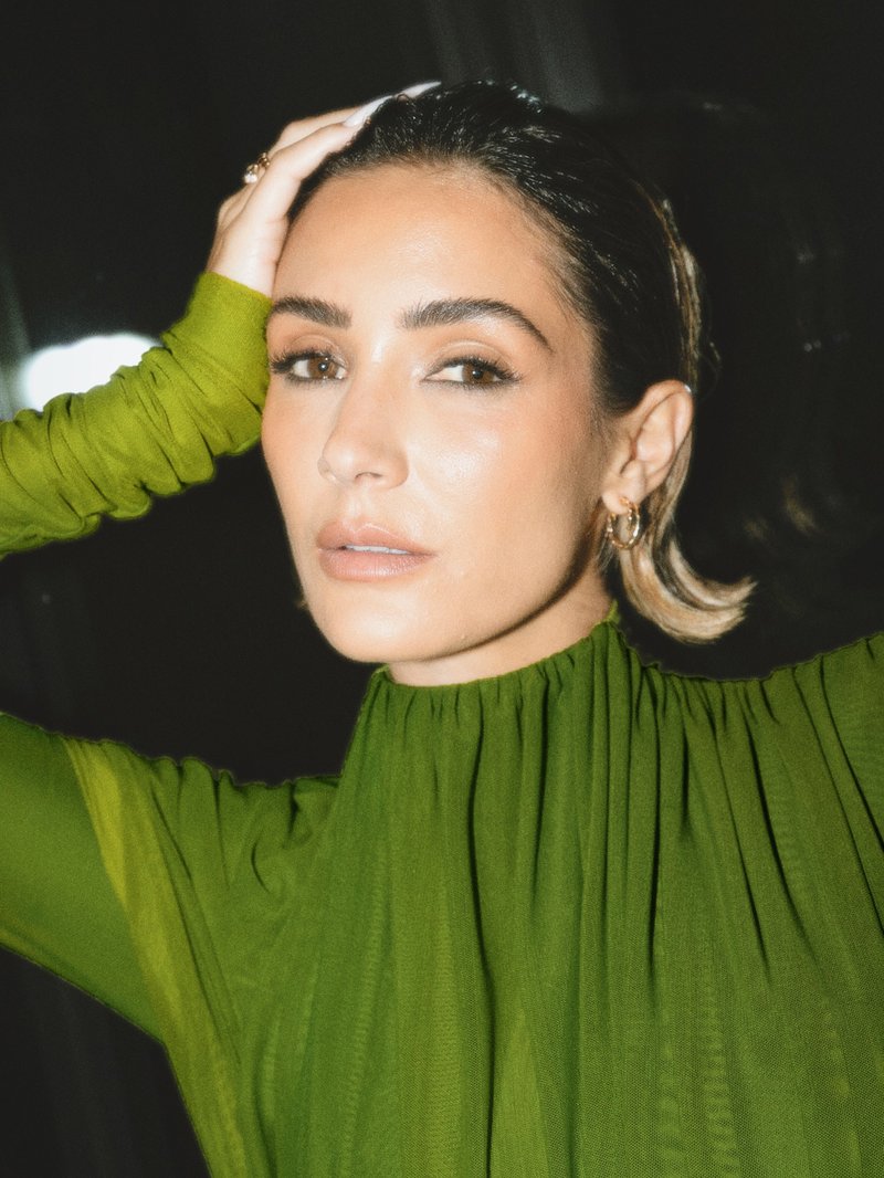 Draped Long Sleeve Green Maxi Dress H7097