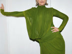 Draped Long Sleeve Green Maxi Dress H7097