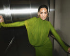 Draped Long Sleeve Green Maxi Dress H7097
