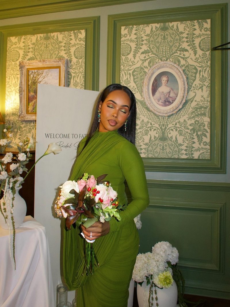 Draped Long Sleeve Green Maxi Dress H7097