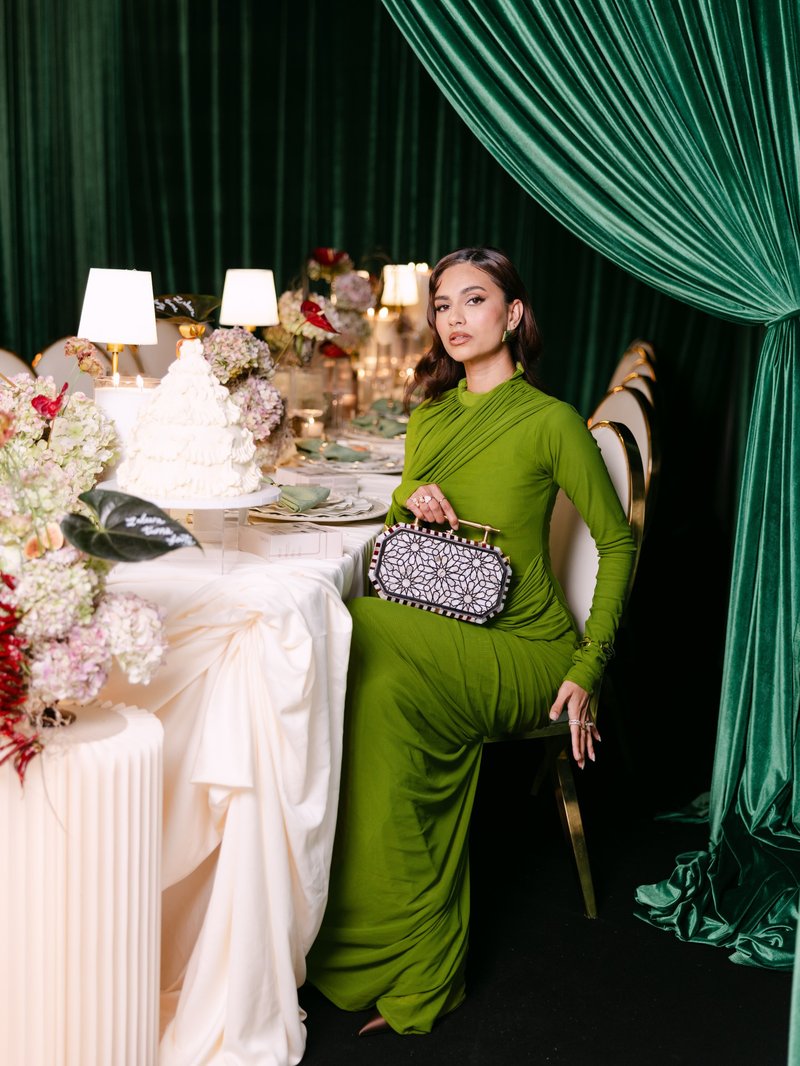 Draped Long Sleeve Green Maxi Dress H7097