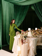 Draped Long Sleeve Green Maxi Dress H7097