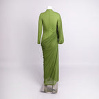 Draped Long Sleeve Green Maxi Dress H7097