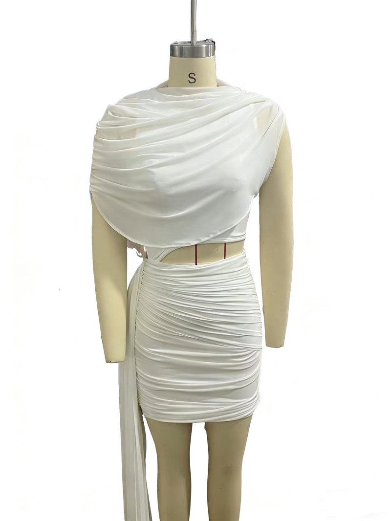 Draped One Shoulder Bandage Dress H7109