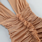 Elegant Ruched Halter Midi Dress H6652
