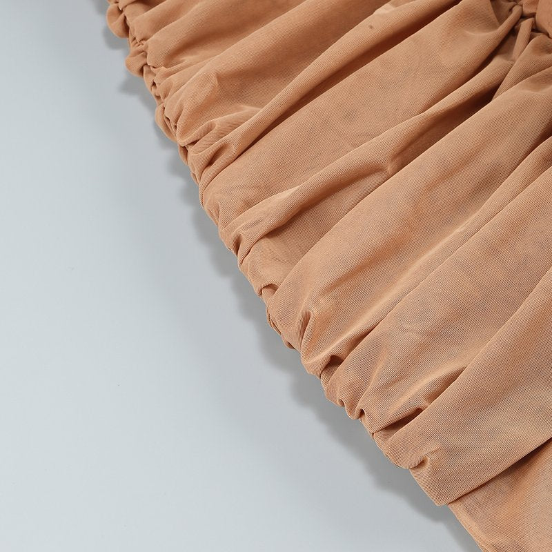 Elegant Ruched Halter Midi Dress H6652