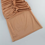 Elegant Ruched Halter Midi Dress H6652