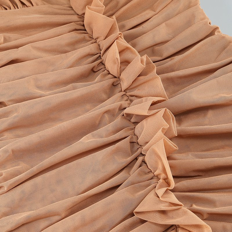 Elegant Ruched Halter Midi Dress H6652