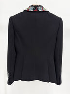 Embellished Lapel Black Tuxedo Blazer H7037