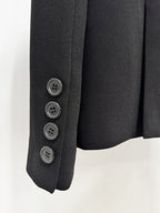 Embellished Lapel Black Tuxedo Blazer H7037