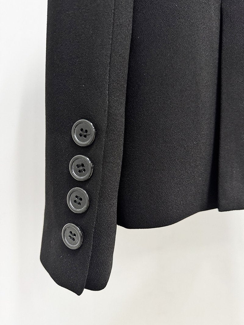 Embellished Lapel Black Tuxedo Blazer H7037