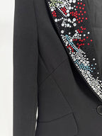 Embellished Lapel Black Tuxedo Blazer H7037