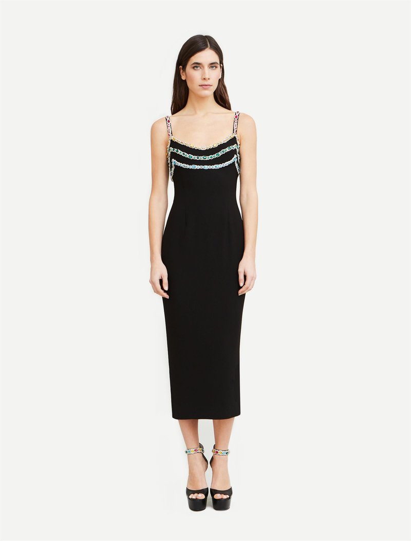 Embellished Strap Midi Dress H6304