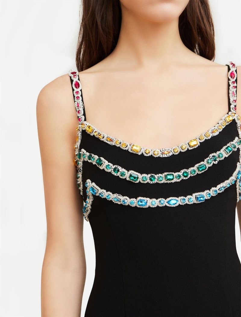 Embellished Strap Midi Dress H6304