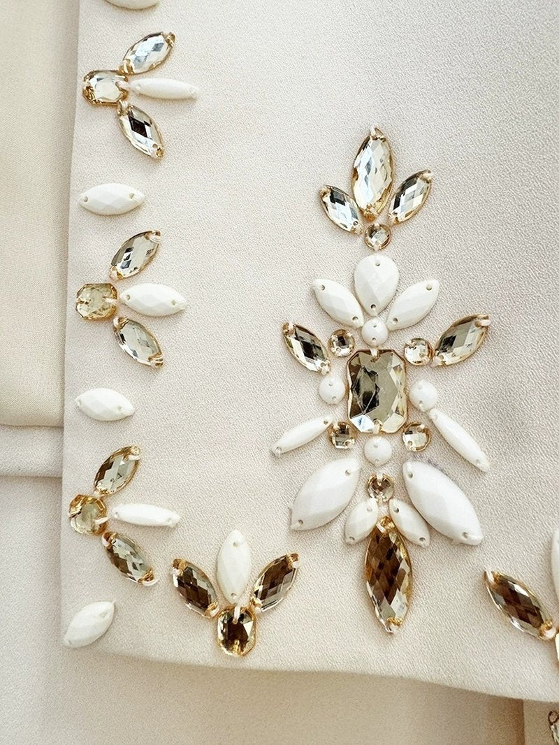 Embroidered Beige Cocktail Dress Set H6465