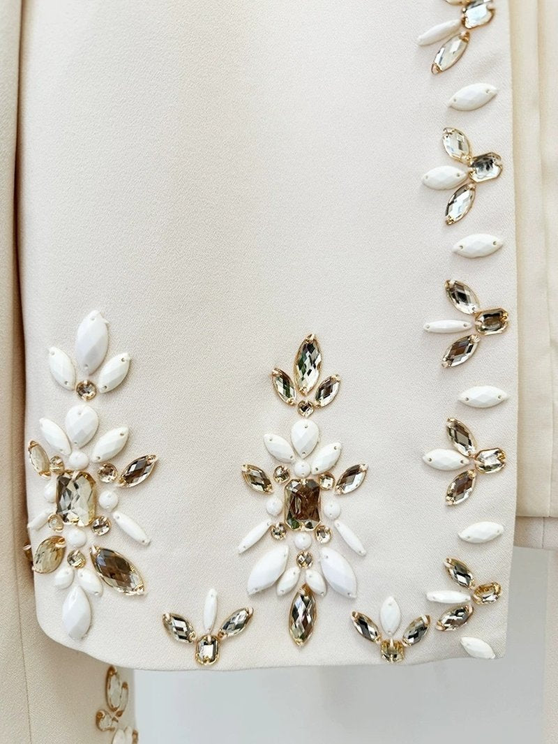 Embroidered Beige Cocktail Dress Set H6465