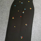 Embroidered Black Strappy Midi Dress H6306