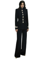 Embroidered Black Tuxedo Suit H7005
