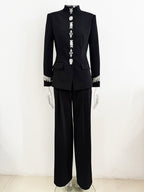 Embroidered Black Tuxedo Suit H7005