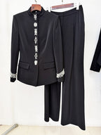 Embroidered Black Tuxedo Suit H7005