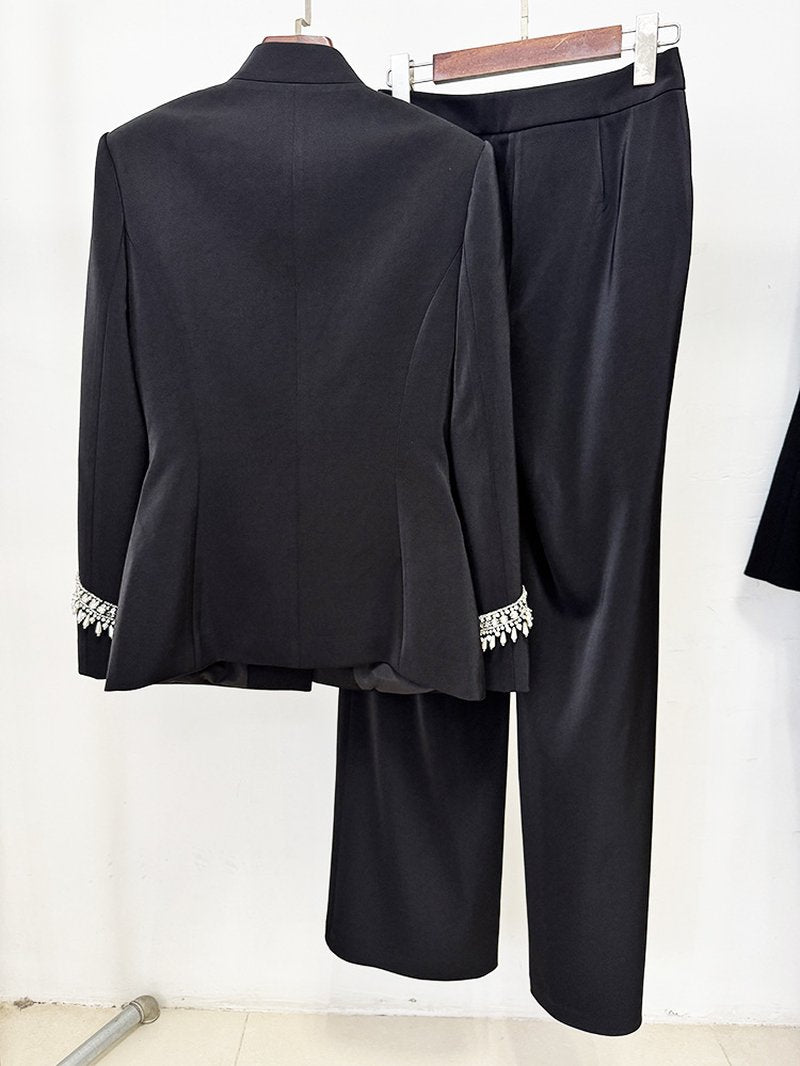 Embroidered Black Tuxedo Suit H7005