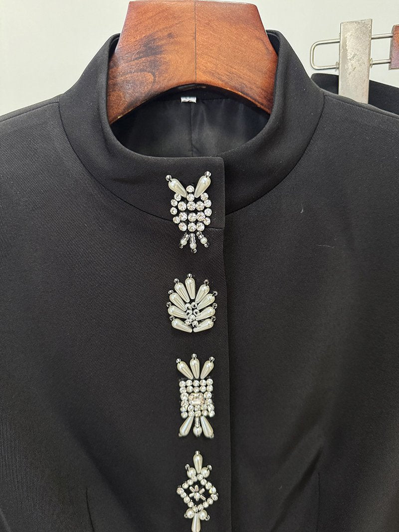 Embroidered Black Tuxedo Suit H7005
