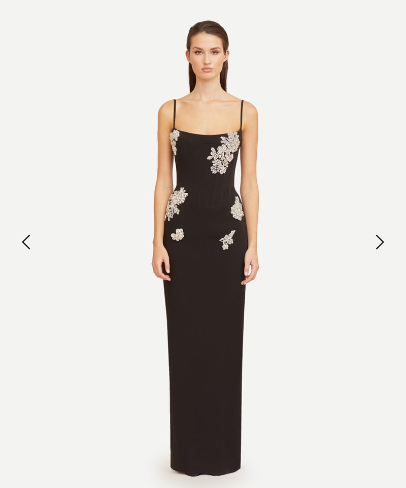 Embroidered Floral Black Maxi Dress H6307