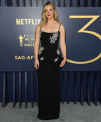 Embroidered Floral Black Maxi Dress H6307